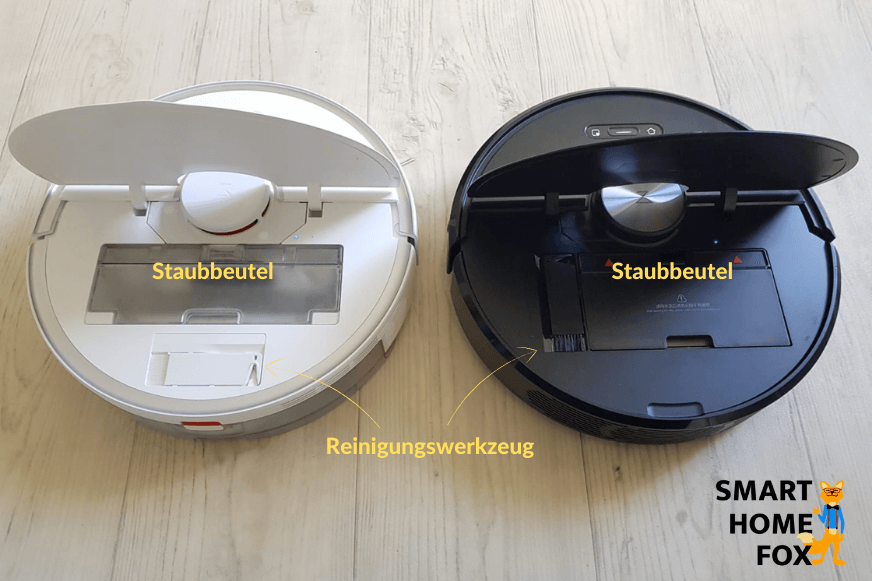 Roborock S5 Max und Roborock S6 mit offener Klappe